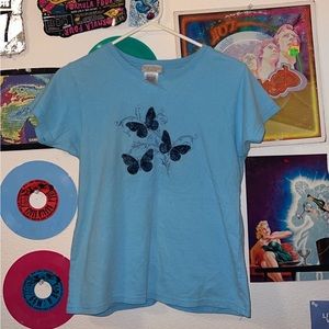 baby blue y2k butterfly top by top stitch
